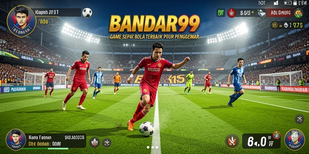 Tangkapan layar gameplay BANDAR99 menampilkan aksi menegangkan di lapangan sepak bola.