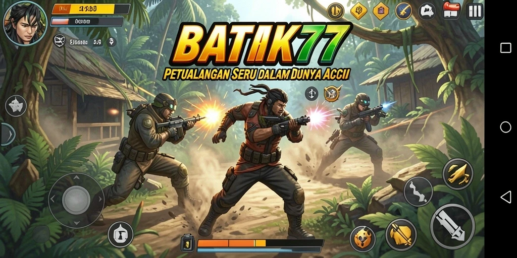 Tampilan aksi seru dari gameplay BATIK77 dengan aksi pertarungan yang dinamis.