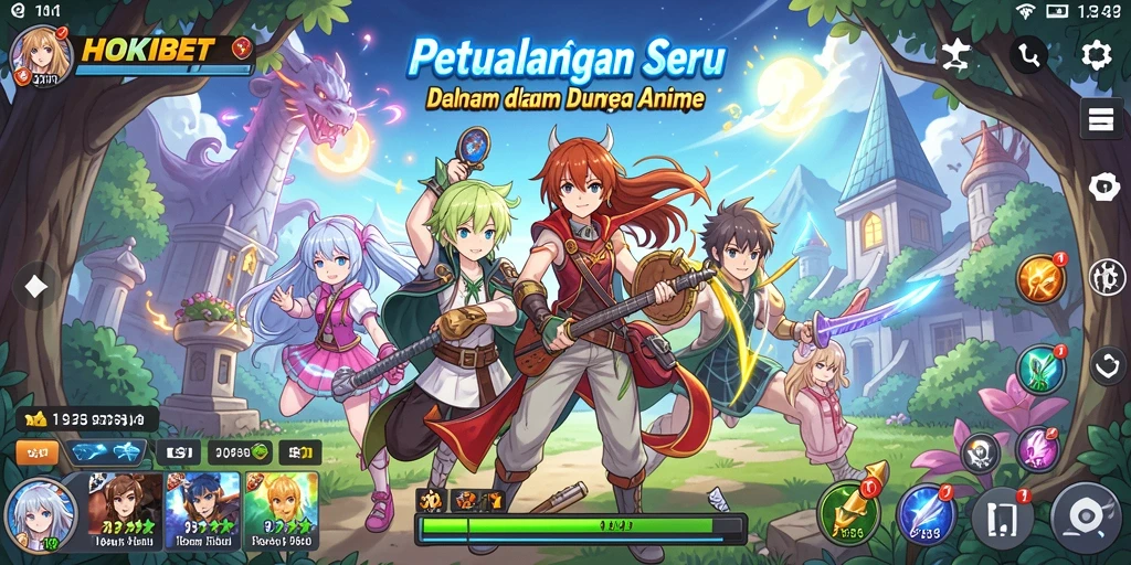 Tampilan keren dari gameplay HOKIBET dengan karakter anime menarik.