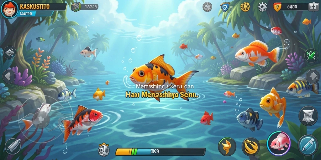 Tampilan gameplay KASKUSTOTO dengan suasana memancing yang realistis.
