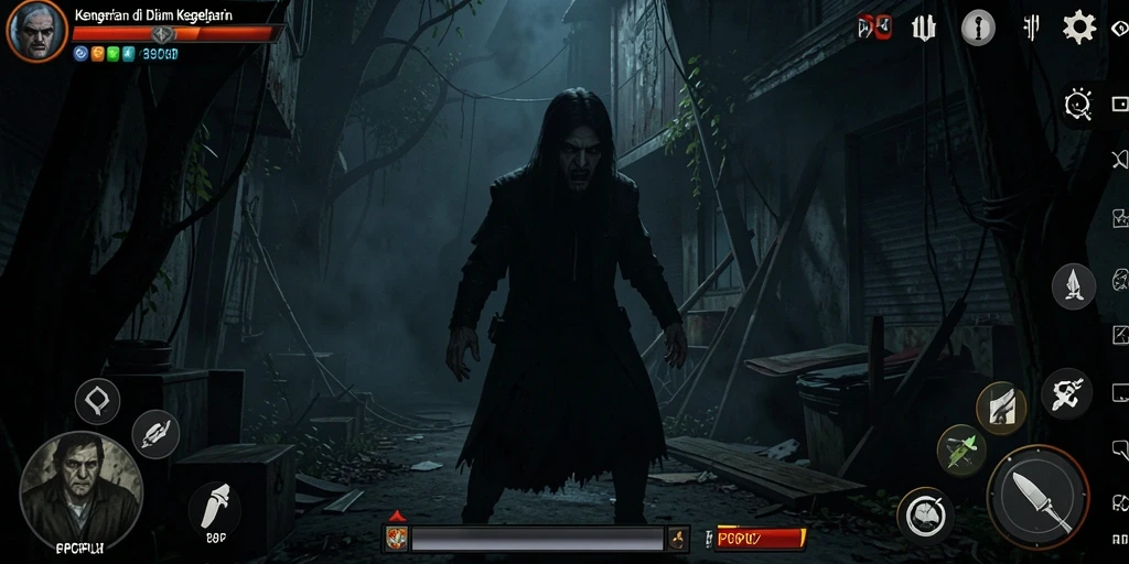 Tangkapan layar gameplay PCPC7 menampilkan suasana horror yang mendebarkan.