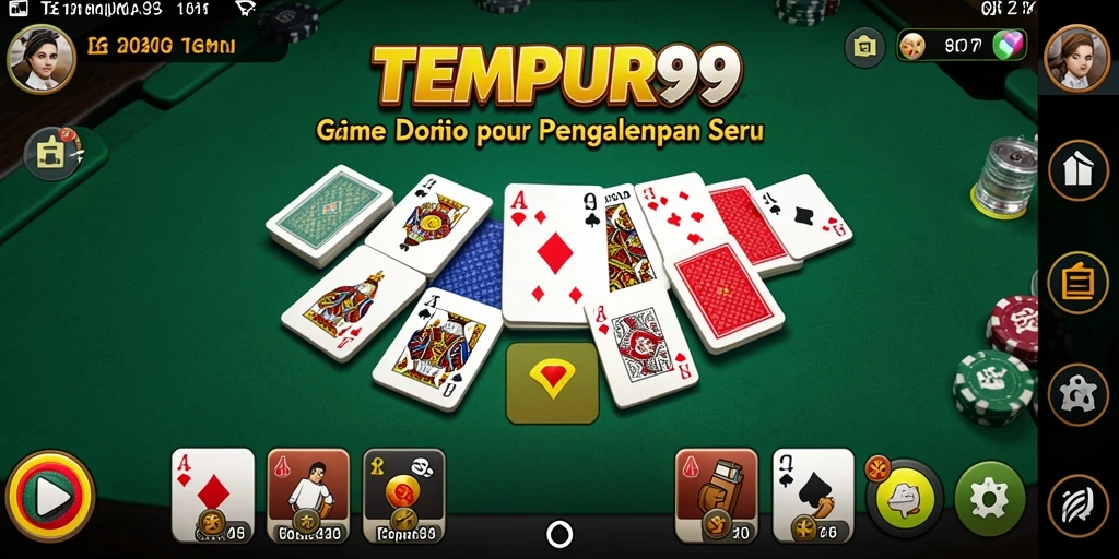 Tampilan gameplay seru di TEMPUR99 dengan aksi domino.